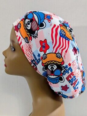 4th Of July, USA, Euro Style Scrub Cap, Scrub Cap, Chemo Hat, Stretchy
